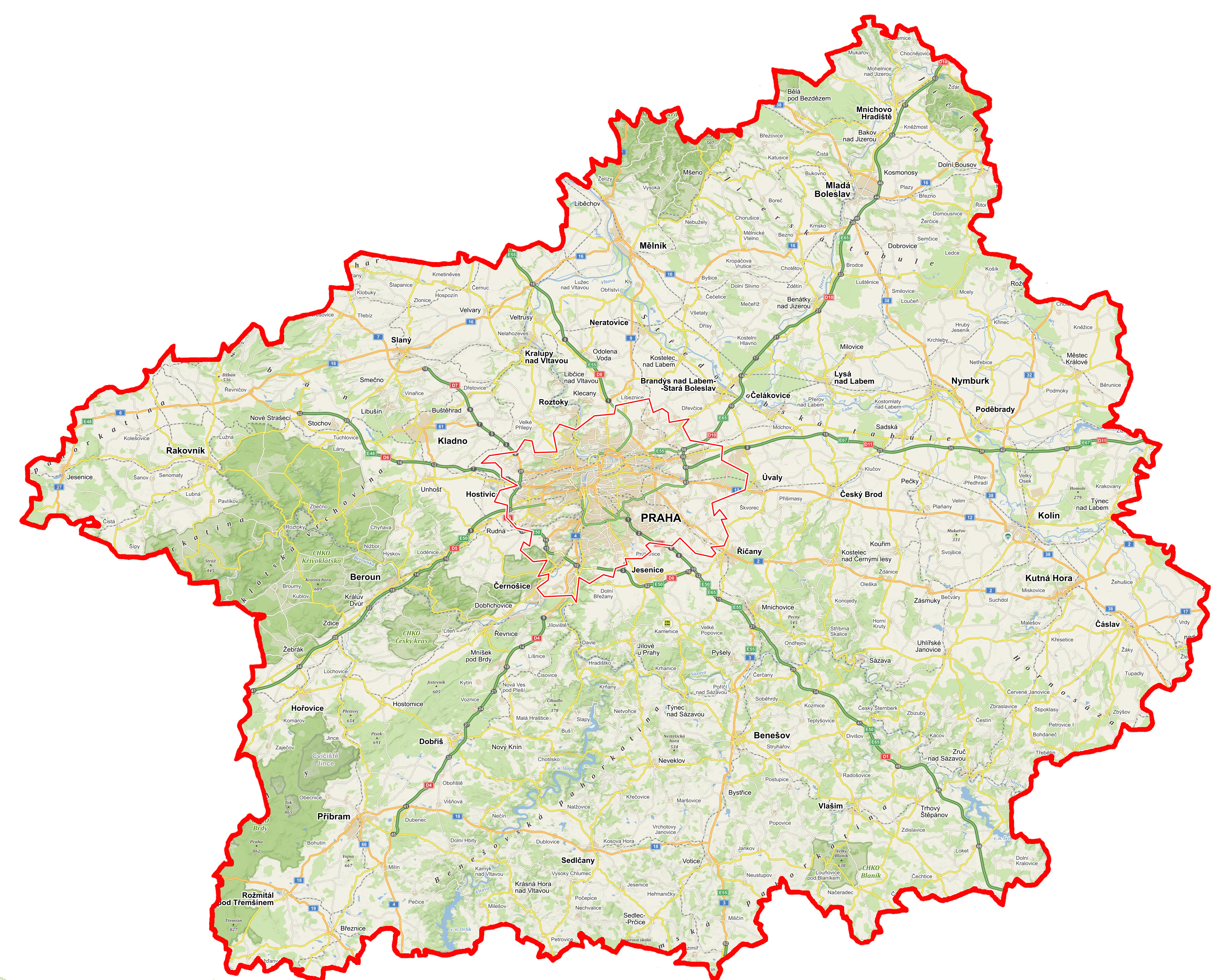 turistická mapa středočeský kraj Cyklotrasy   PRAHA a STŘEDOČESKÝ KRAJ | ECYKLISTIKA.CZ